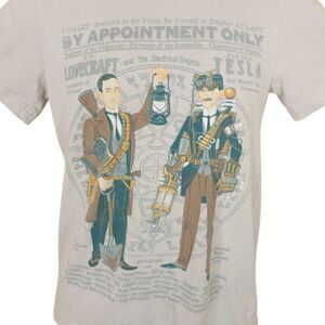 HP Lovecraft T Shirt Mens Size Small Beige Nikola Tesla By Appointment Only